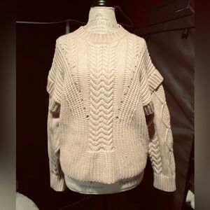 Central Park West Cream Cable Knit Sweater